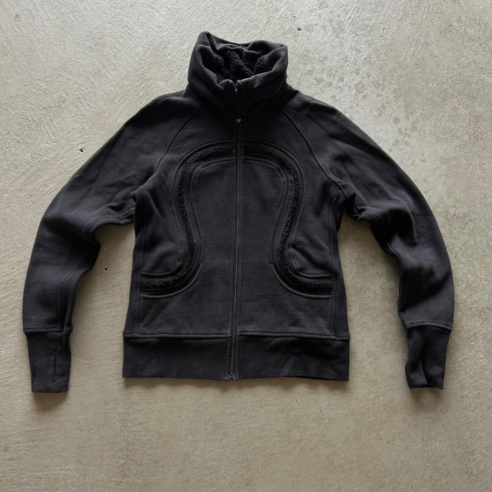 Vintage Lululemon High Neck Fleece Jacket Womens Size 10 Black Full Zip Fleece